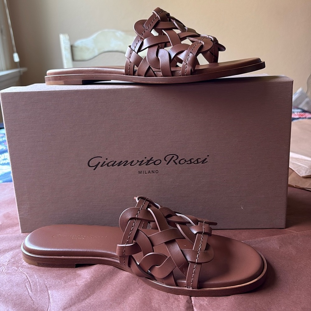 🤎🌟🤎 Gianvito Rossi Brown Sandals with Intricate Cut-Out Design 🤎🌟🤎 - Picture 15 of 16
